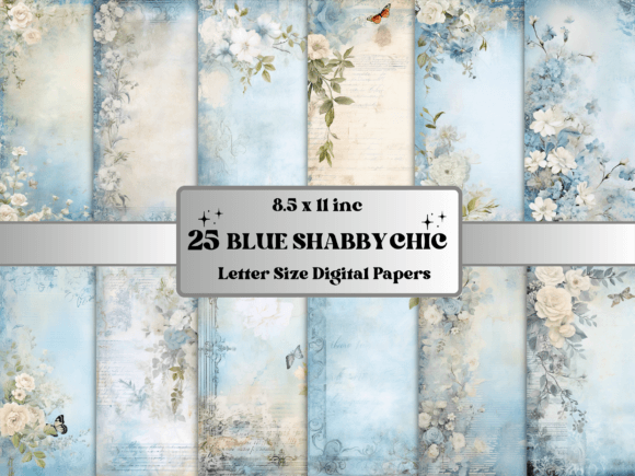 Download Blue Shabby Chic Junk Journal Paper - Premium Resources